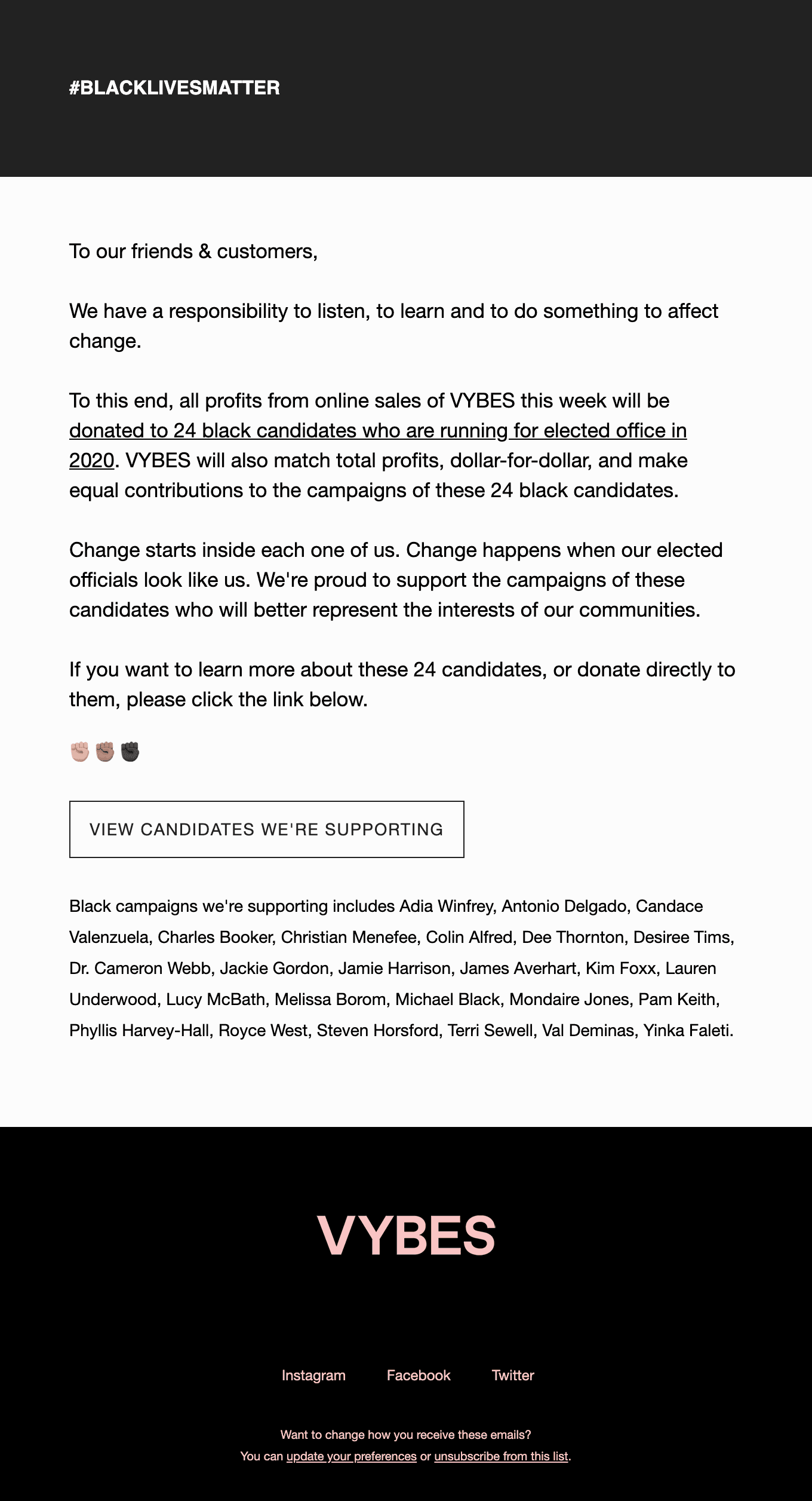 We're donating our online profits to black candidates