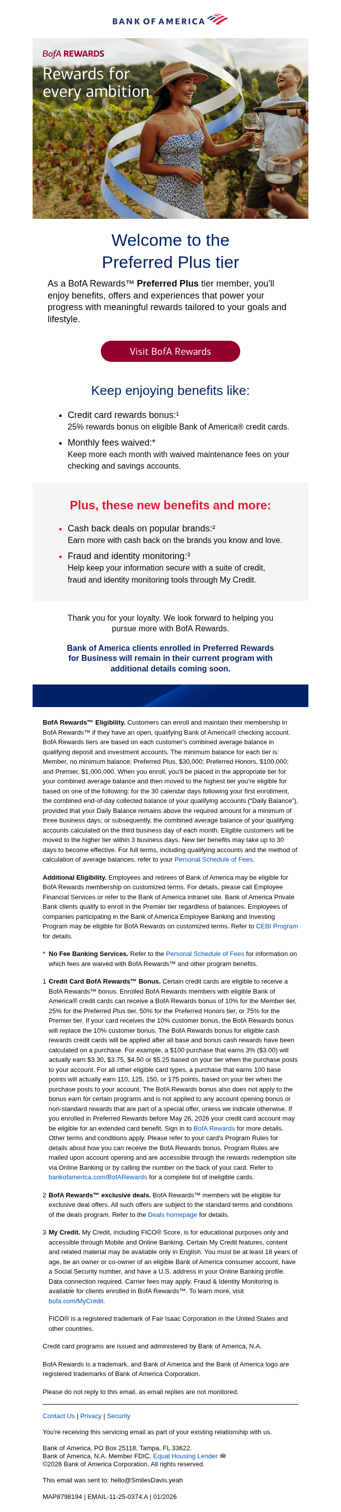 Smiles, we're excited to welcome you to BofA Rewards™