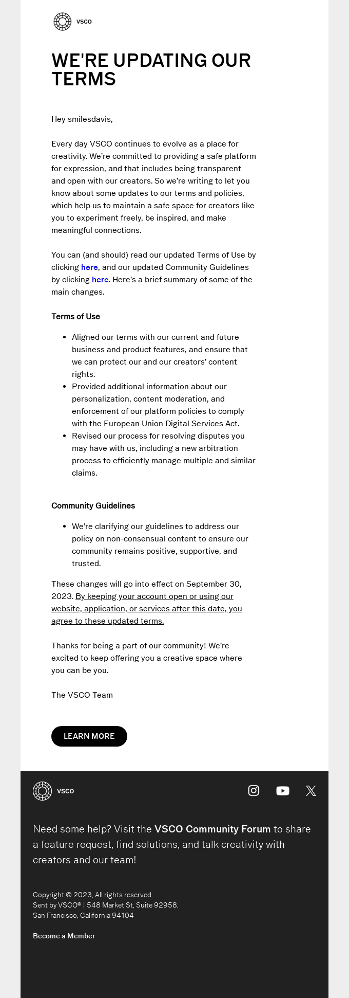We’re updating our terms and community guidelines