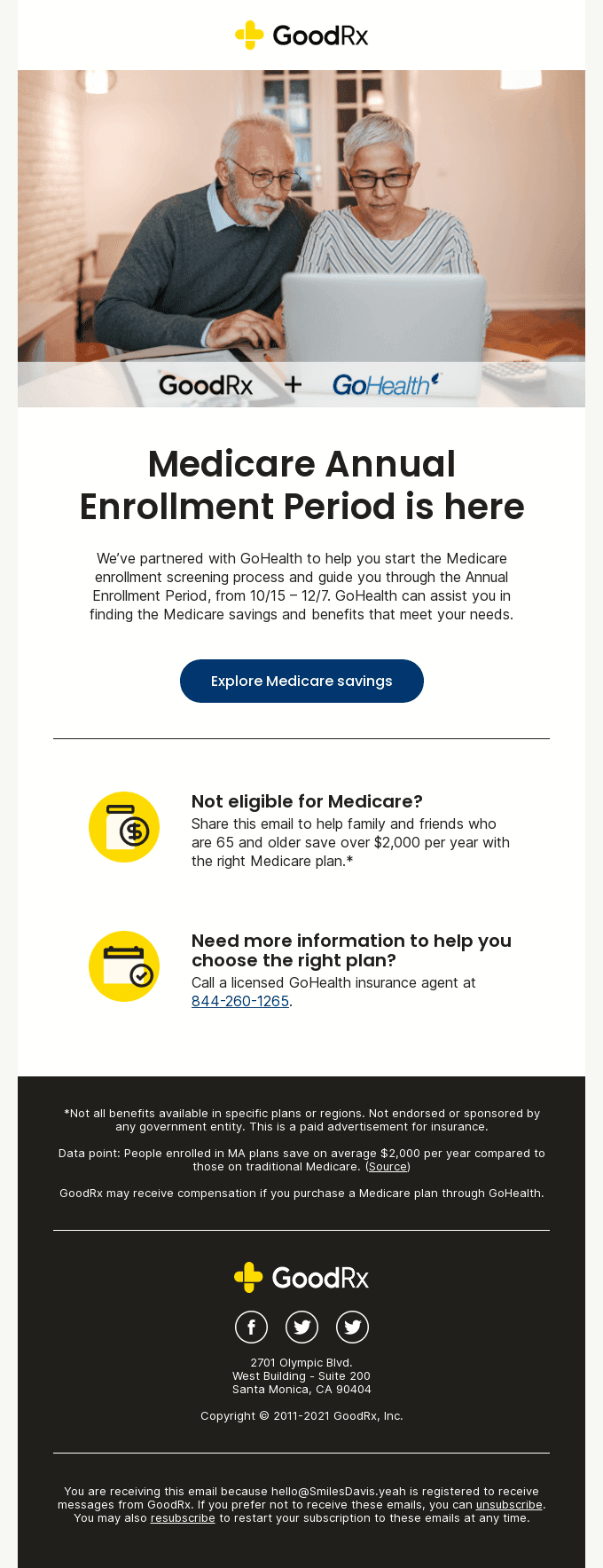 We’ve teamed up with GoHealth to help you enroll in Medicare