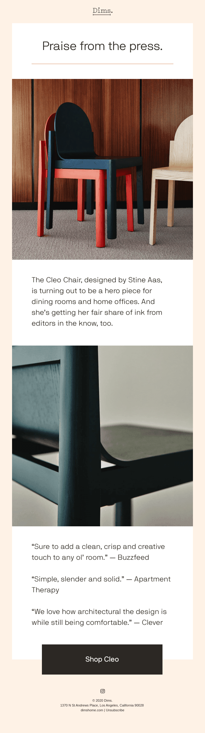 What editors are saying about the Cleo Chair.