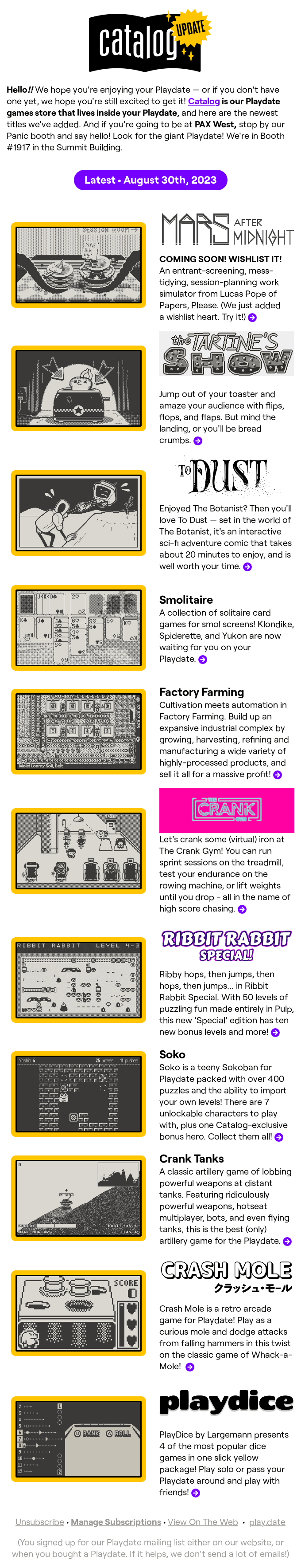 What's new in Playdate Catalog • August 30th 2023