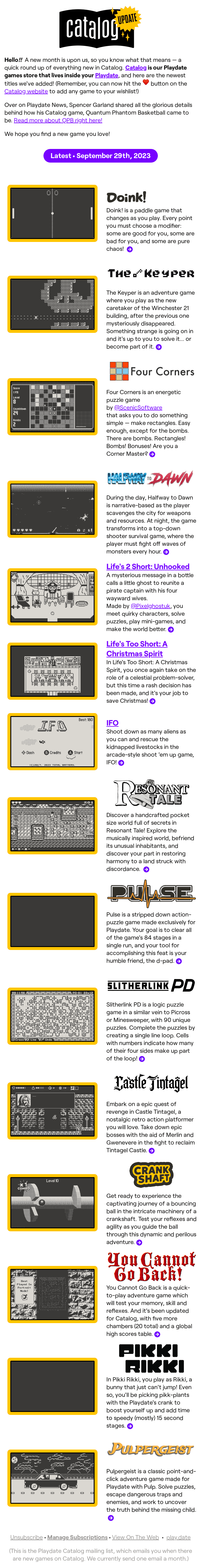 What's New in Playdate Catalog • September 2023