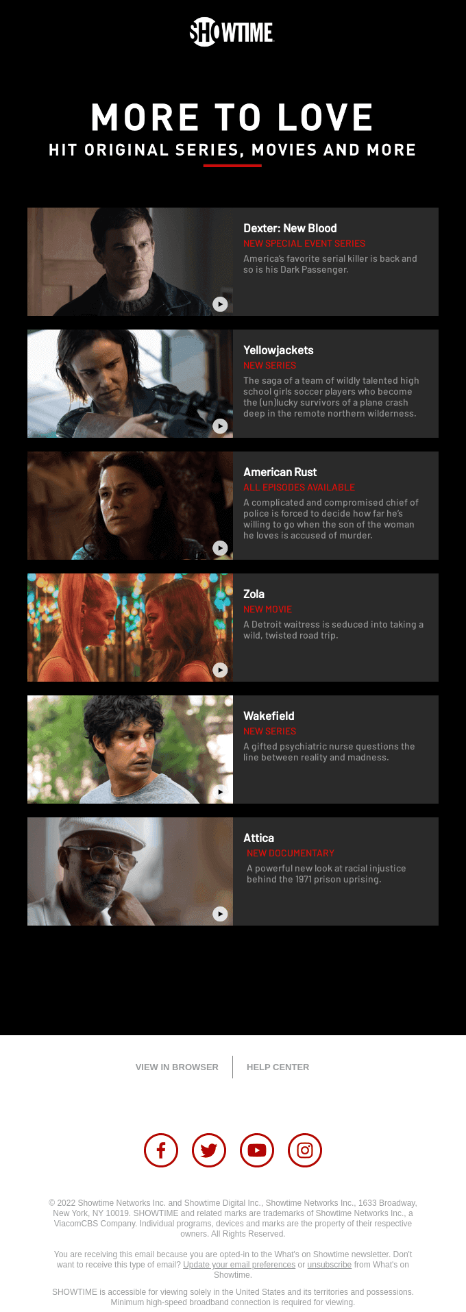 What's new on SHOWTIME in February