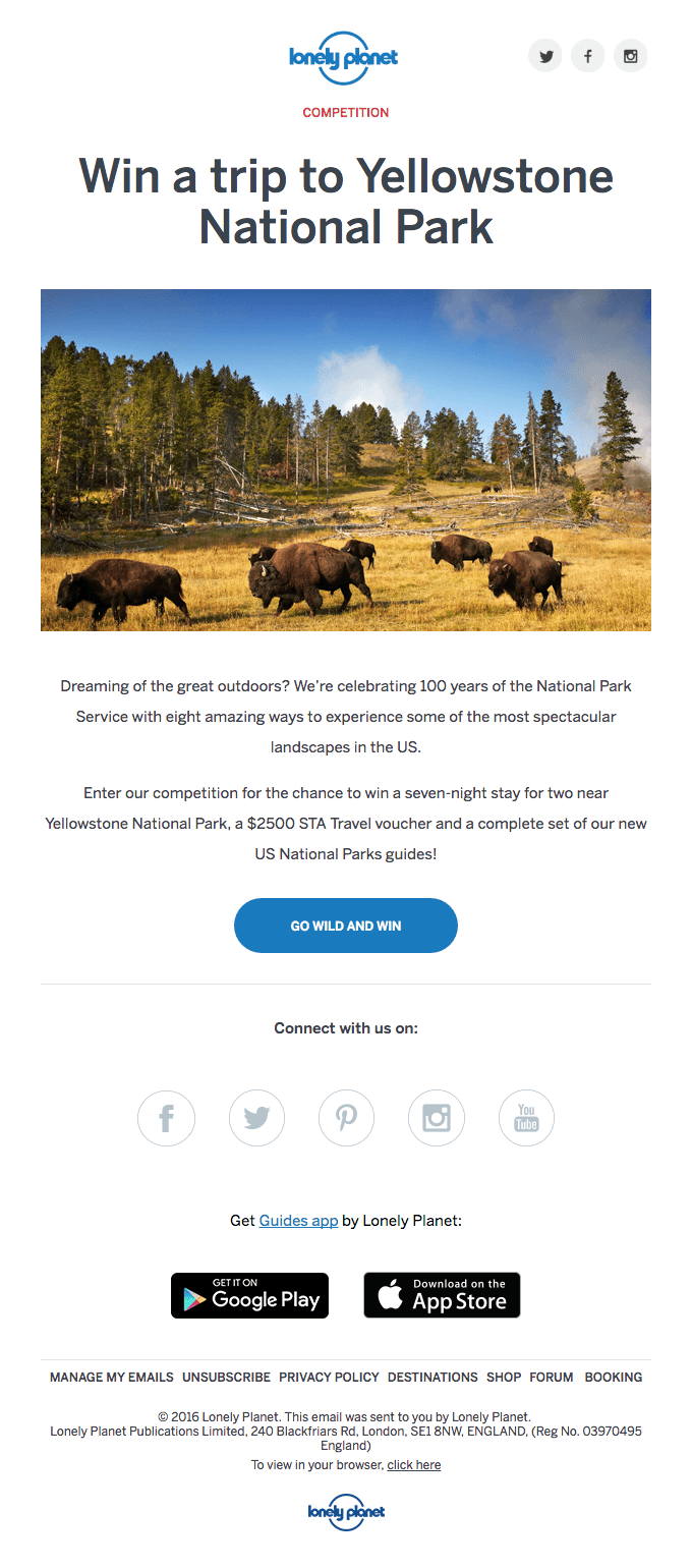 Win a trip to Yellowstone National Park