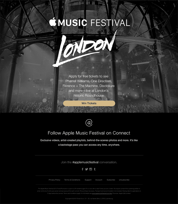 Win Tickets to Apple Music Festival in London.