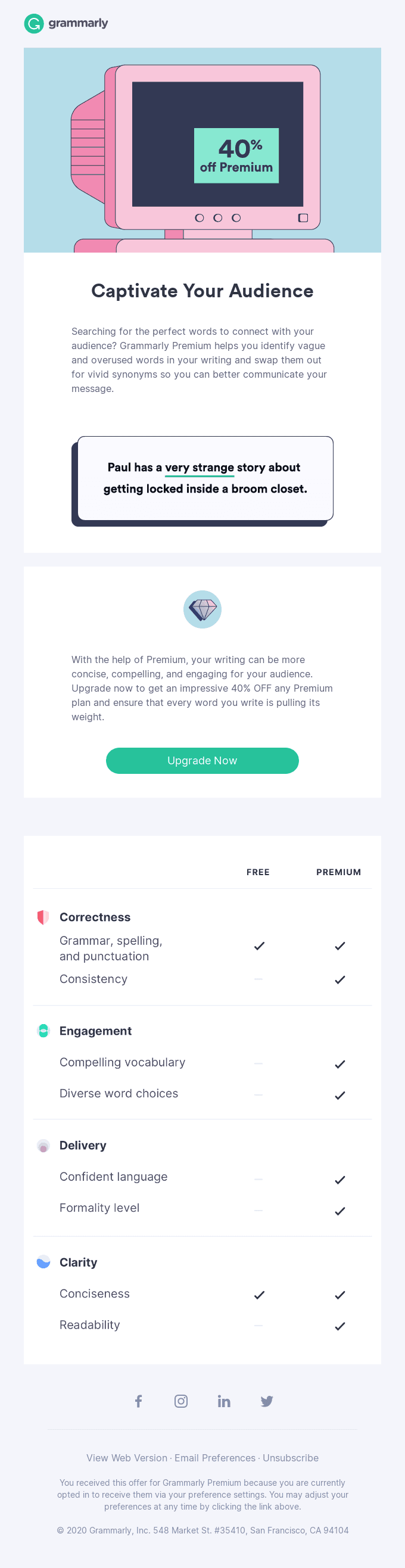 Wish your writing was more compelling? Get 40% OFF Premium and inspire your audience