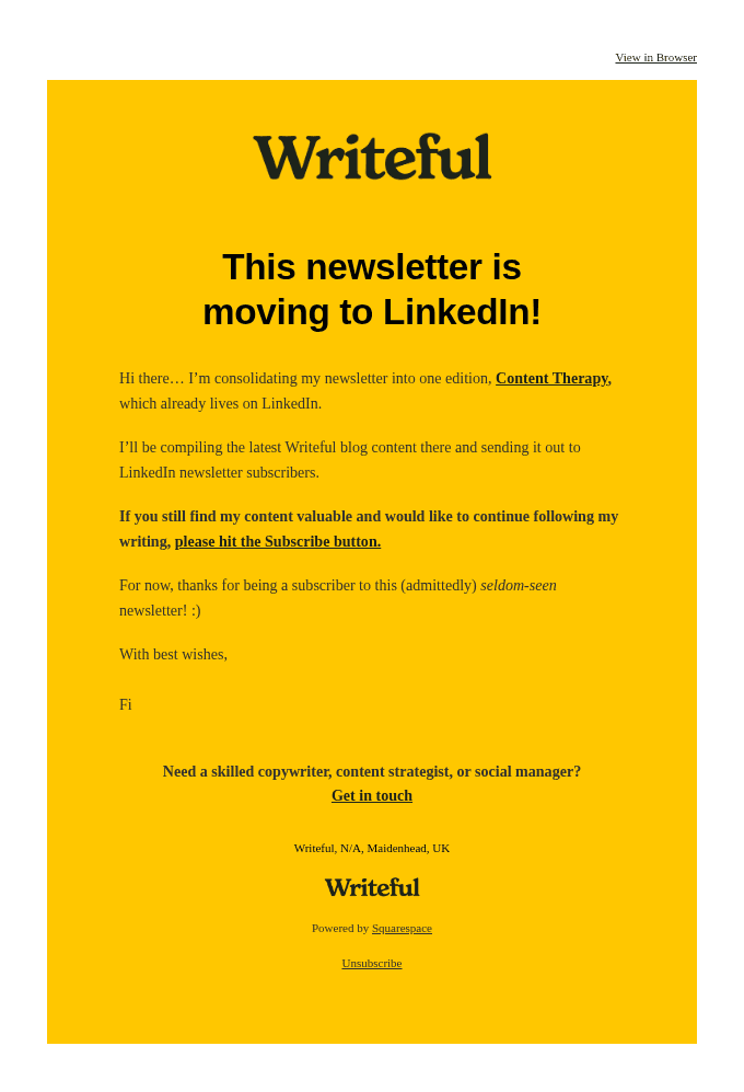 This newsletter is moving to LinkedIn from November