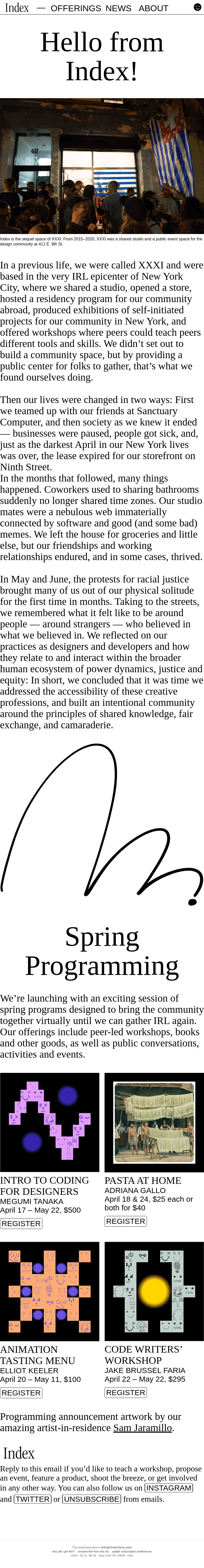 XXXI is now Index, a new space for community