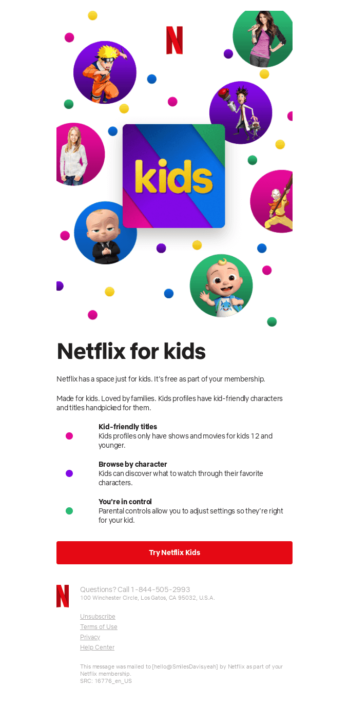 Yay! Netflix has a space just for kids.
