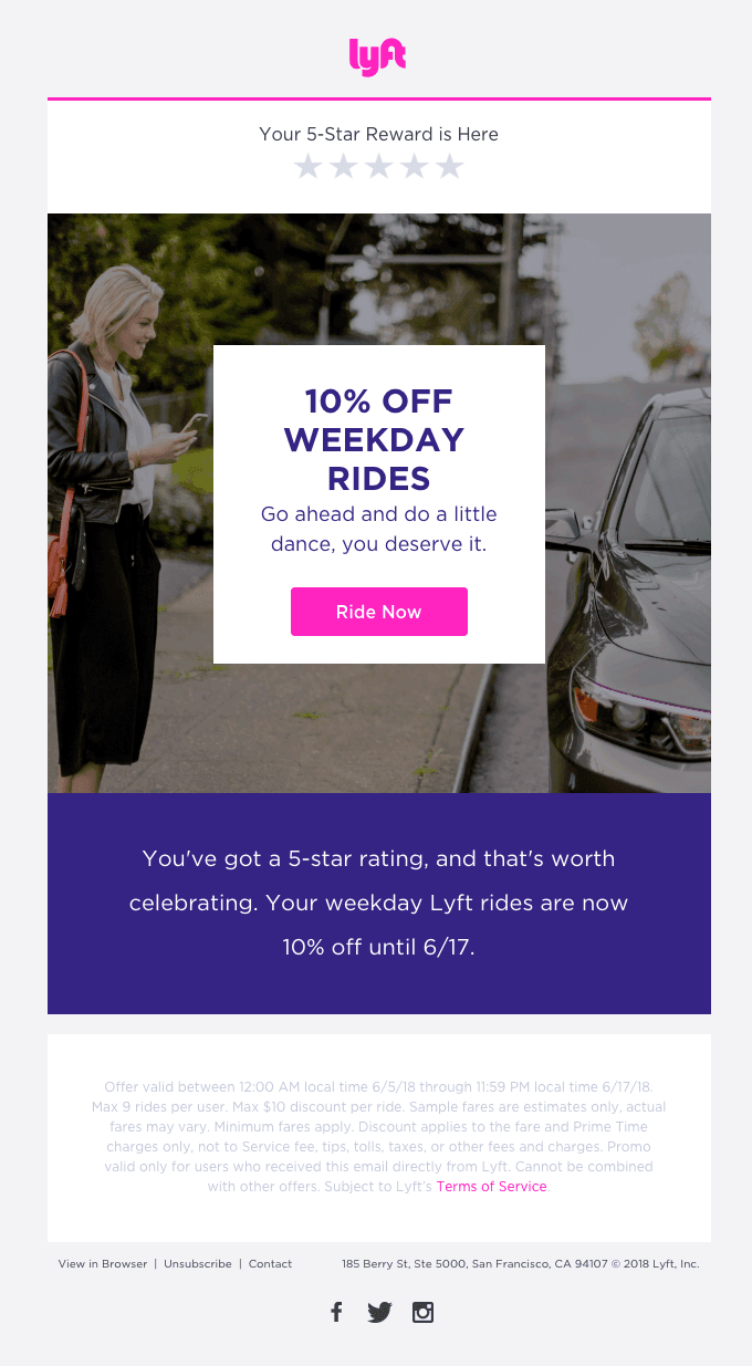 You have 10% off weekday rides until 6/17