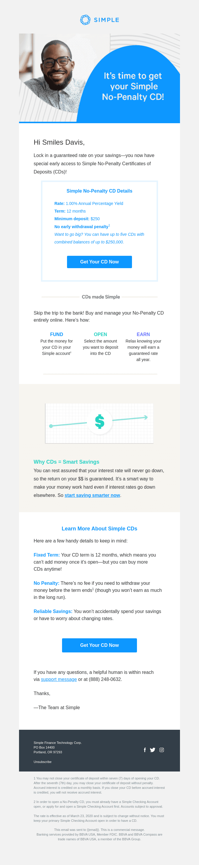 You Have Early Access to Simple No-Penalty Certificates of Deposit