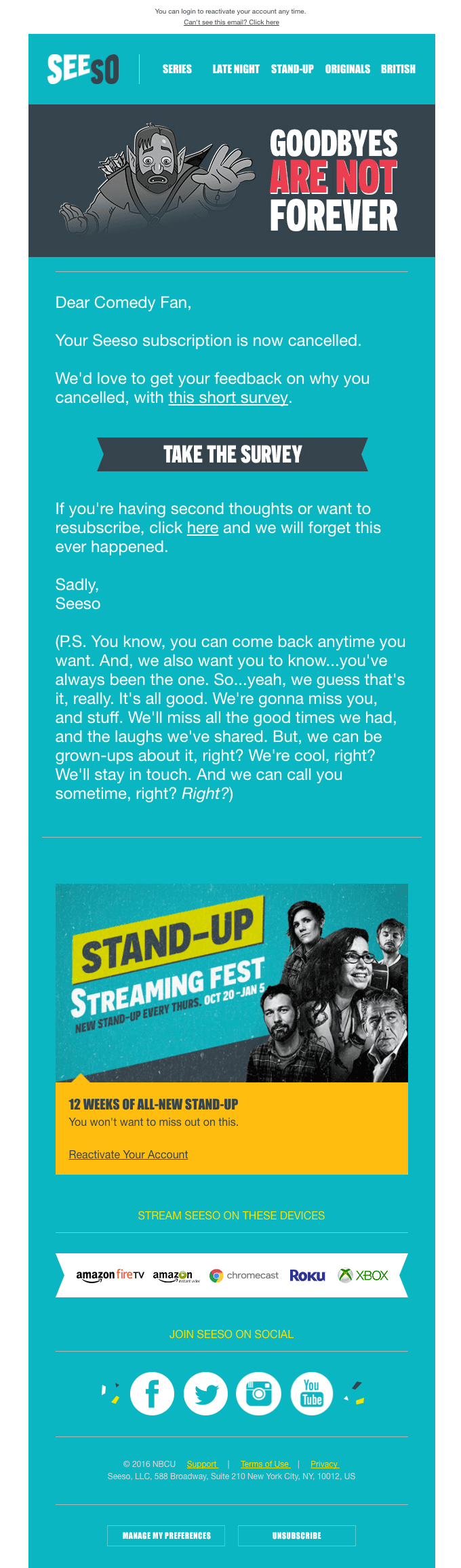 You pulled the plug. And we’re sad.
