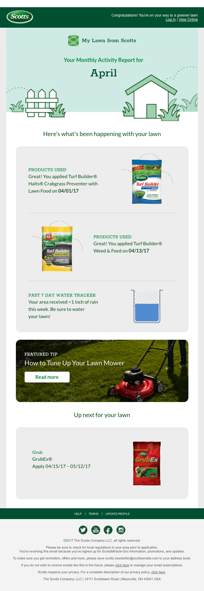 Your April My Lawn Activity Report is Ready