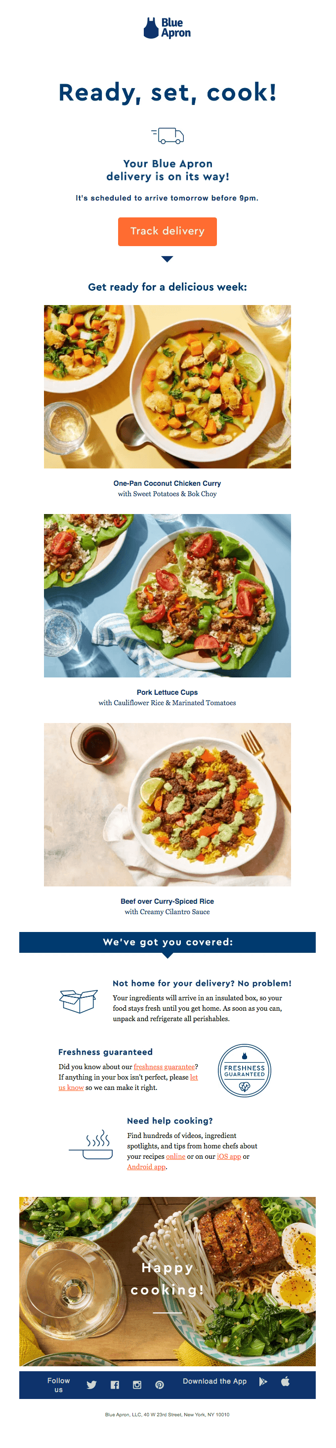 Your Blue Apron delivery is on its way!