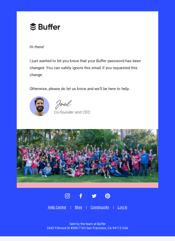 Your Buffer password has been changed