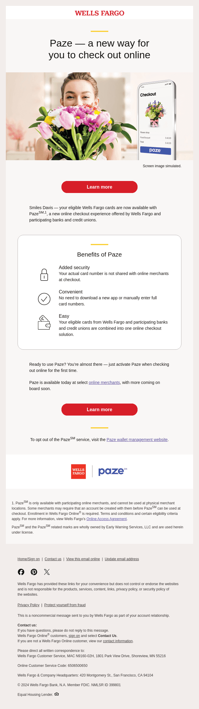 Your cards can now be used with Paze at online checkout