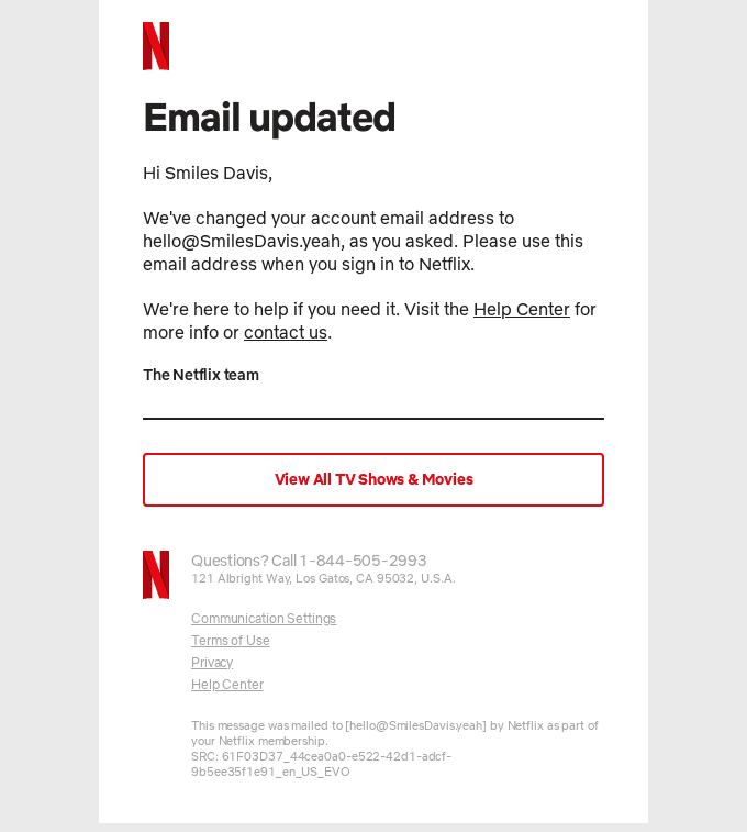Your email address has been changed