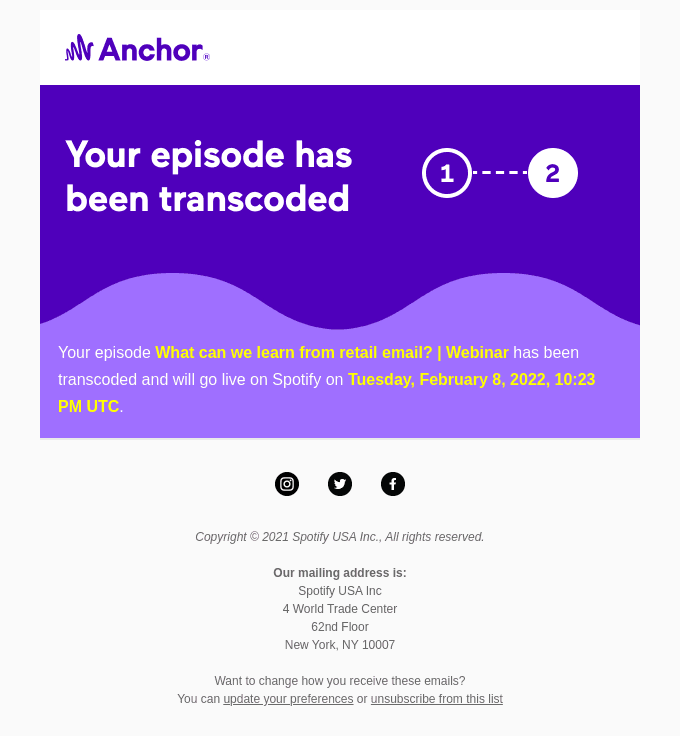 Your episode has been transcoded