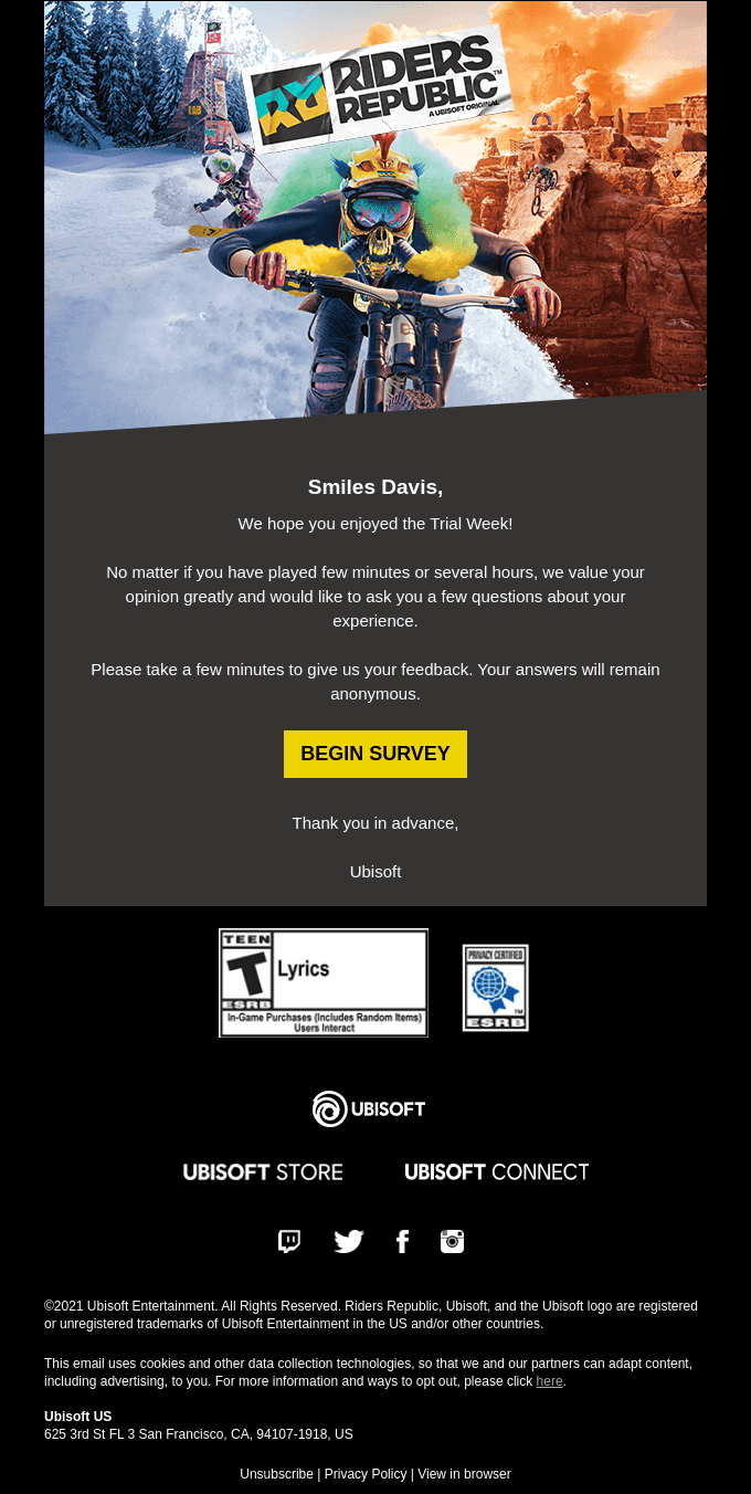 Your feedback on Riders Republic