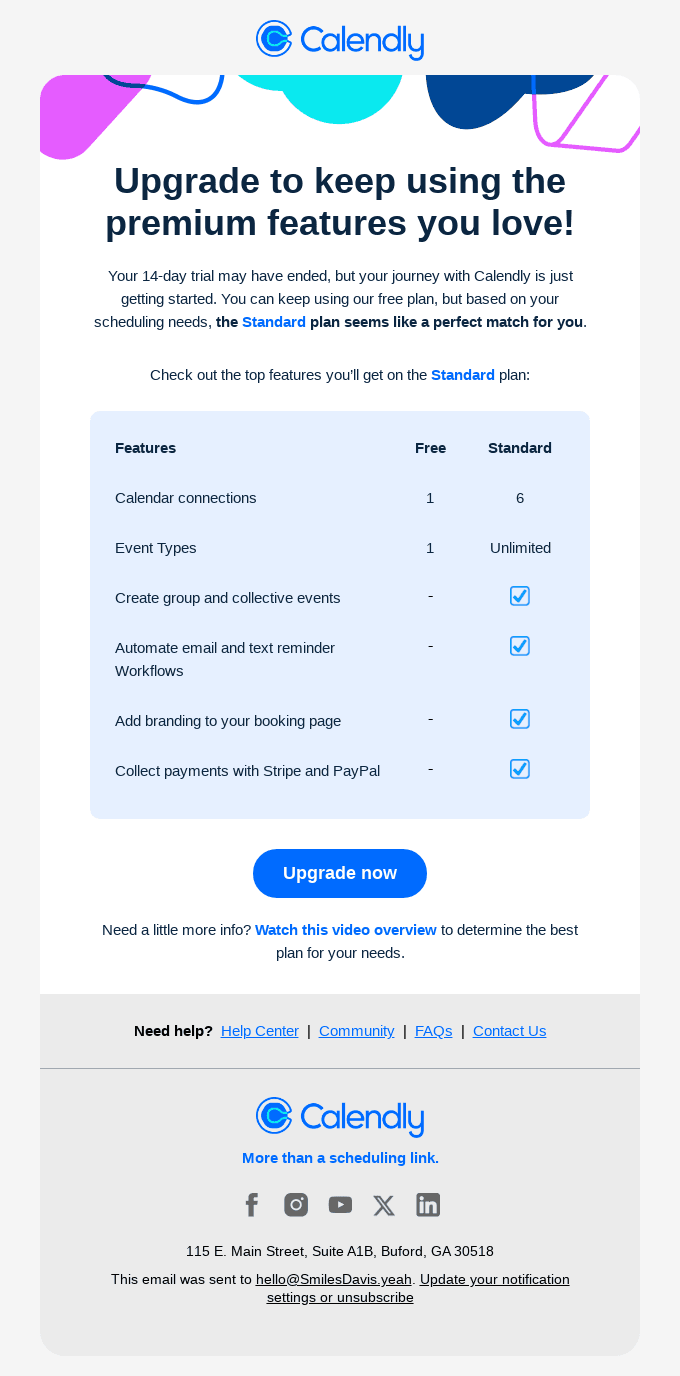 Smiles, your free trial has ended. Upgrade to keep using the features you love!