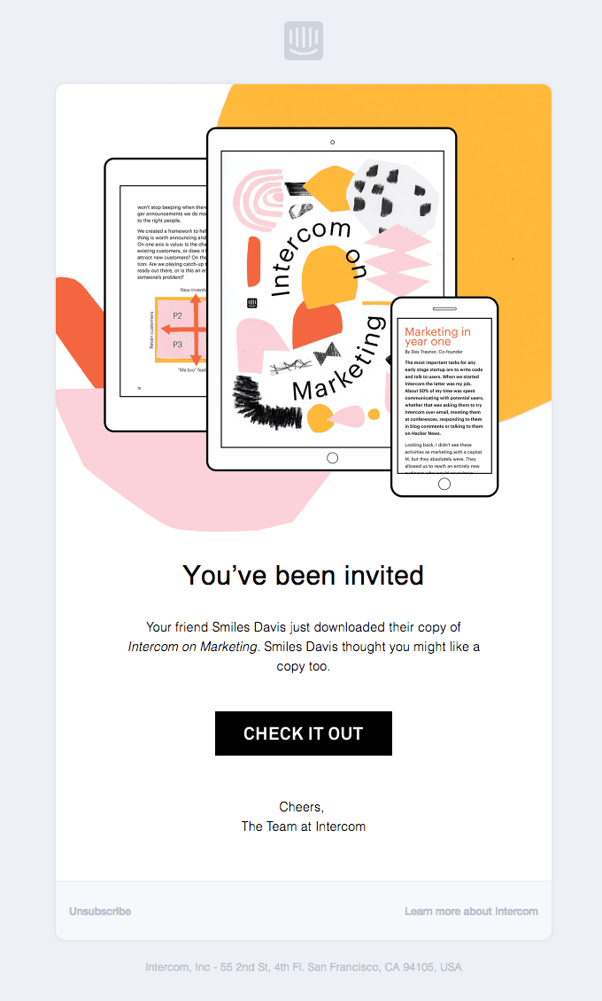 Your friend Smiles Davis invited you to read our book, Intercom on Marketing