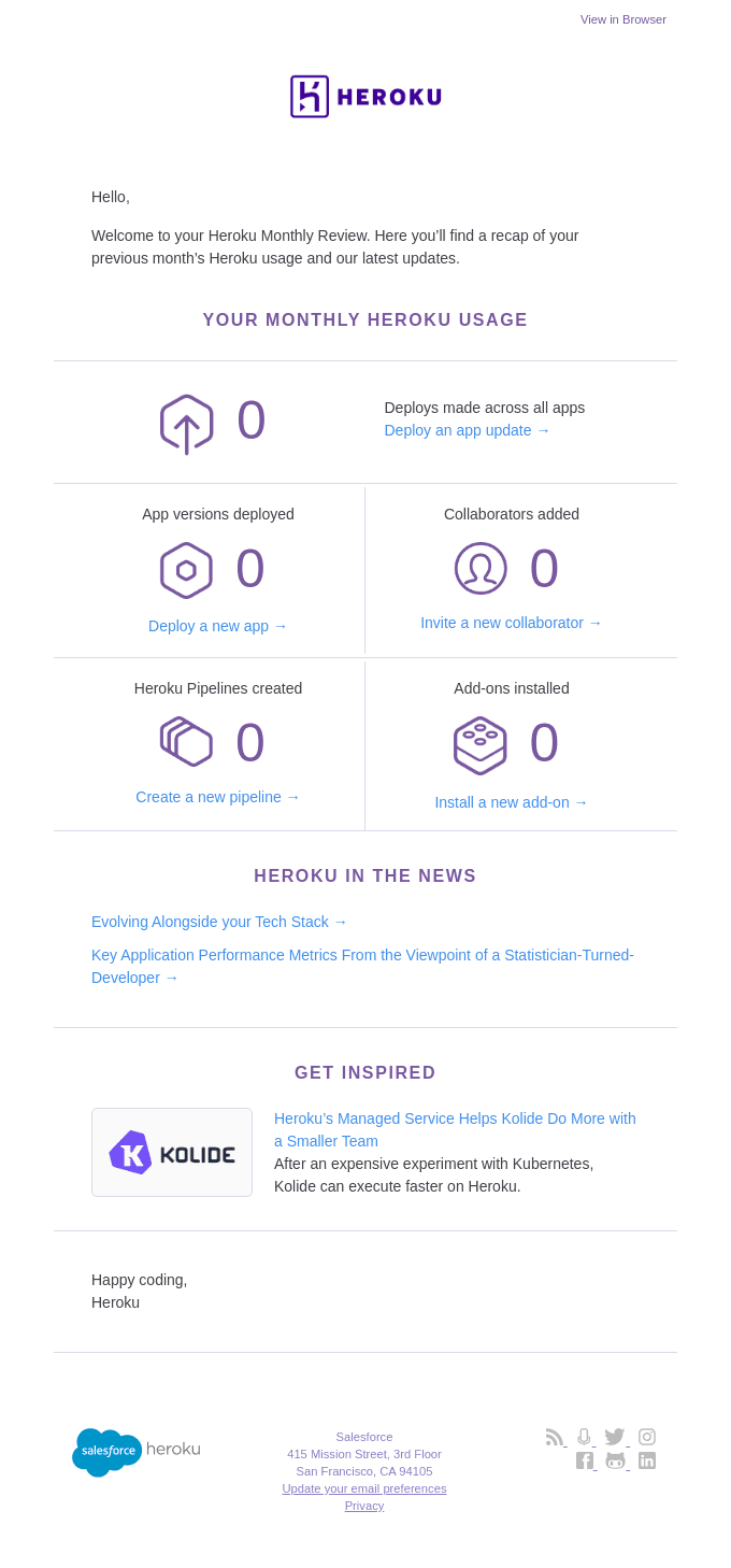 Your Heroku activity report.