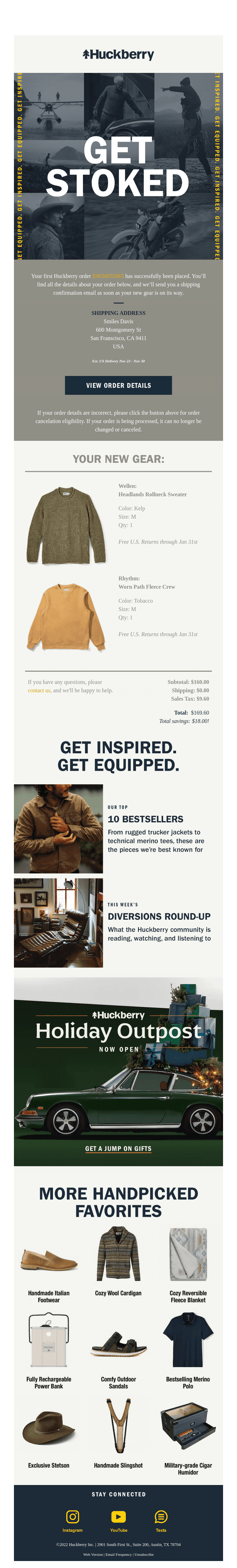 Your Huckberry Order R0650055065 - Details Inside