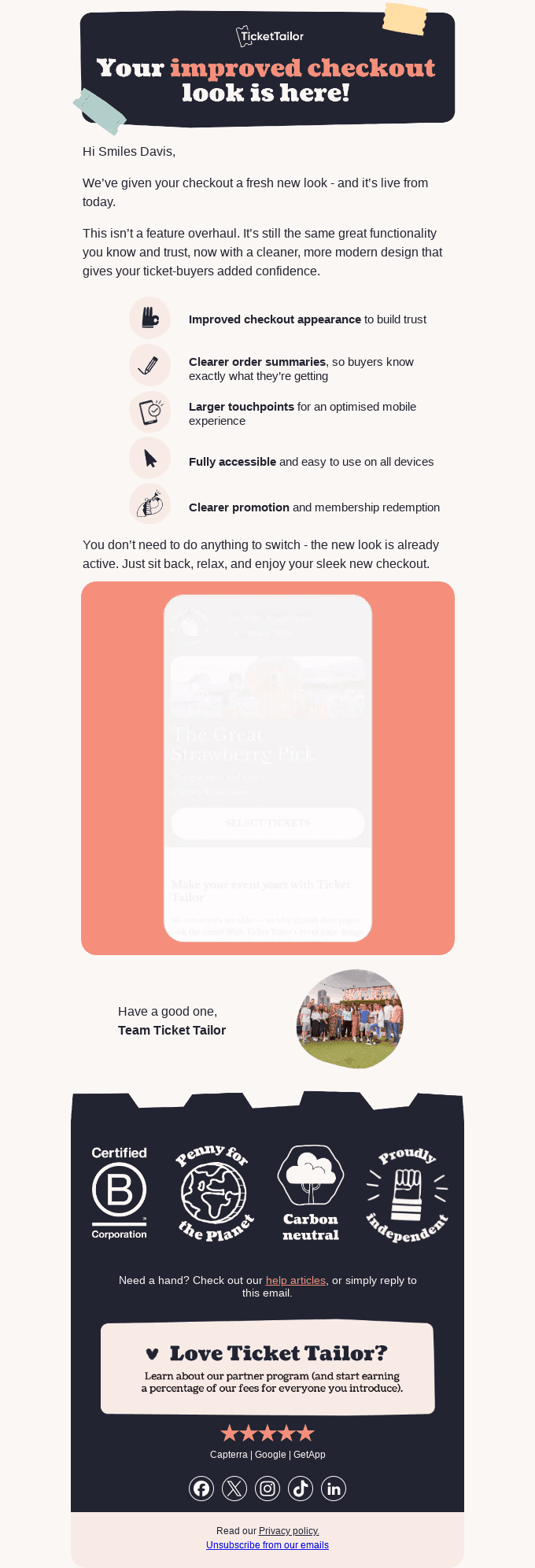 Your improved checkout appearance is here 🎉