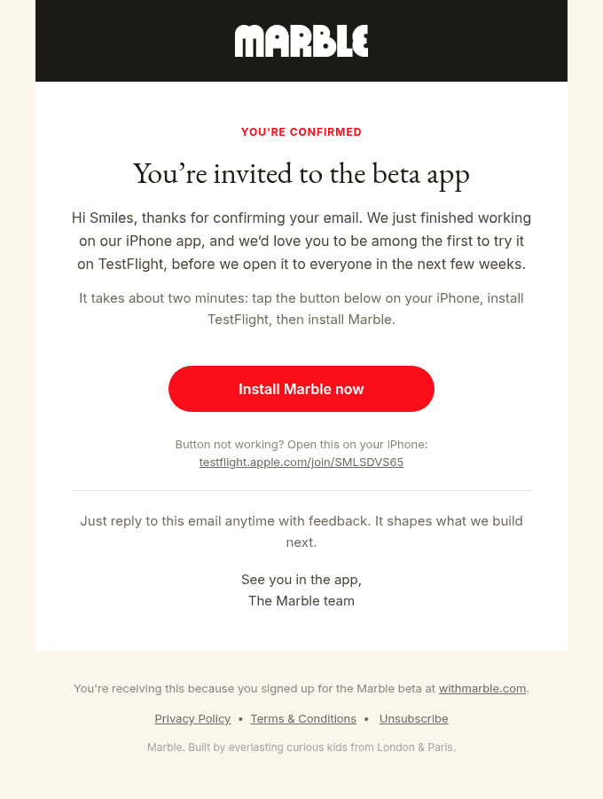 Your invitation to the Marble Beta