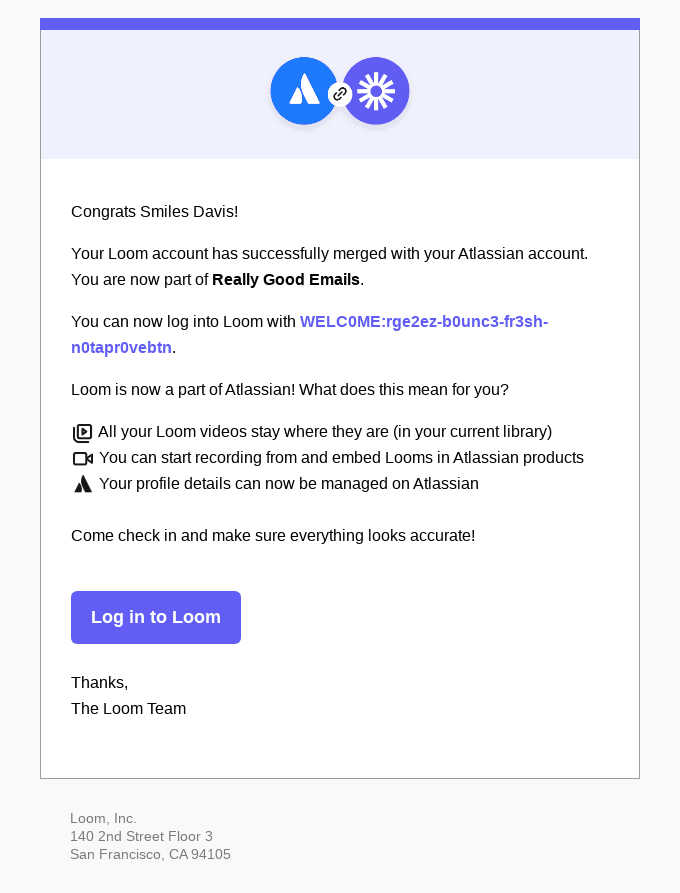 Your Loom and Atlassian profiles merged!