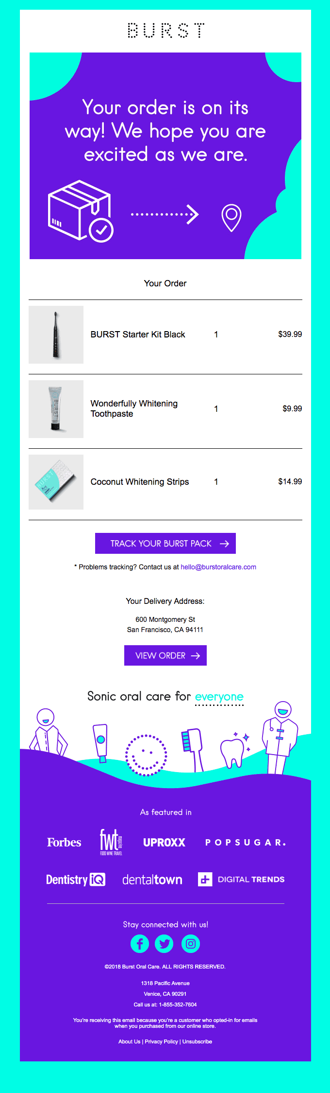 Your order is on its way! We hope you are as excited as we are.