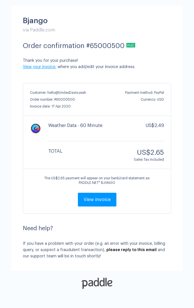 Your order: Weather Data - 60 Minute