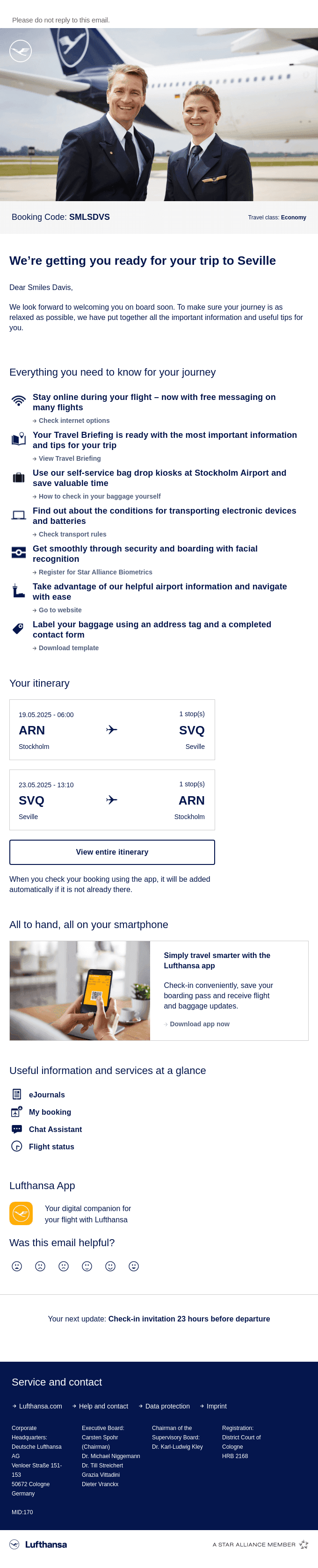 Your personal travel information for Stockholm – Seville