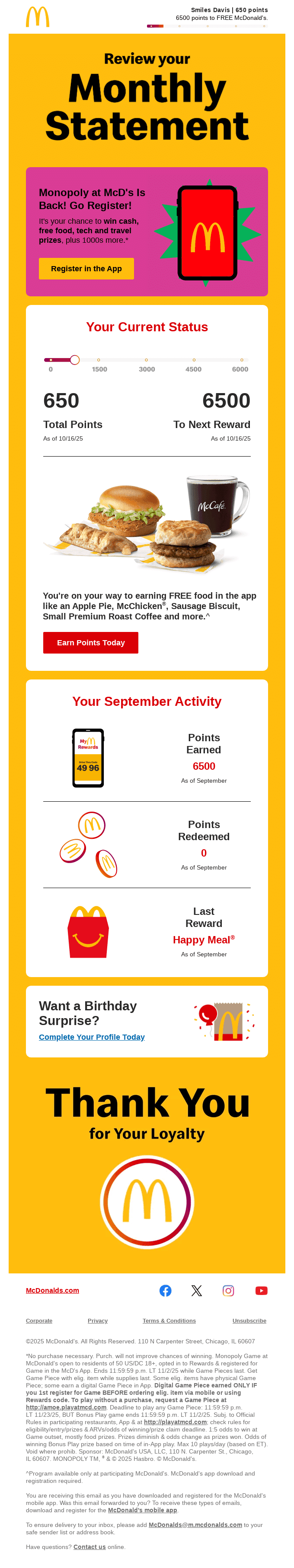 Smiles Davis, your September account in review