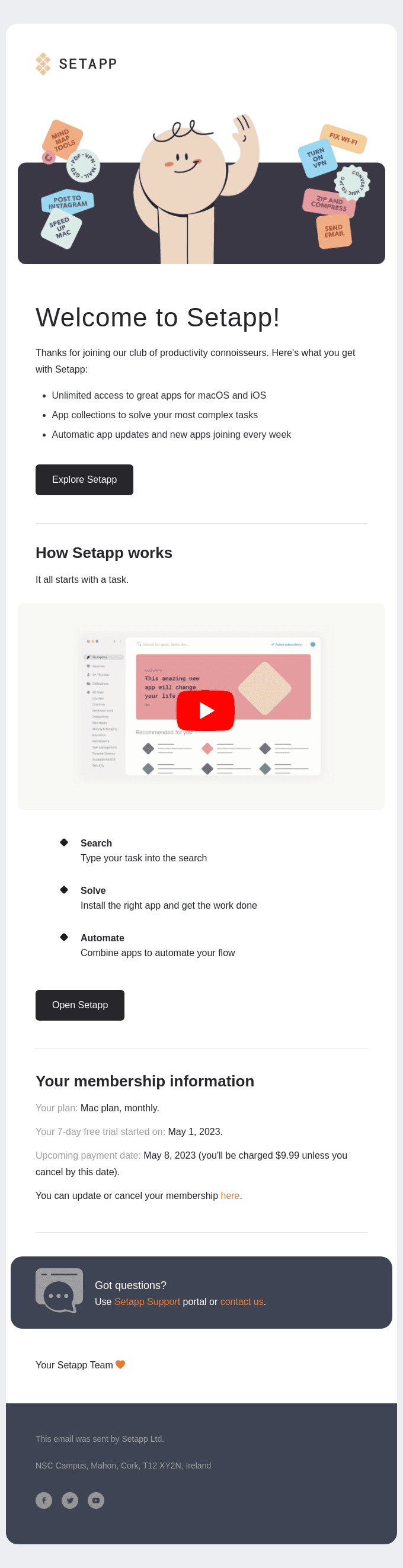 Your Setapp membership starts now ✨