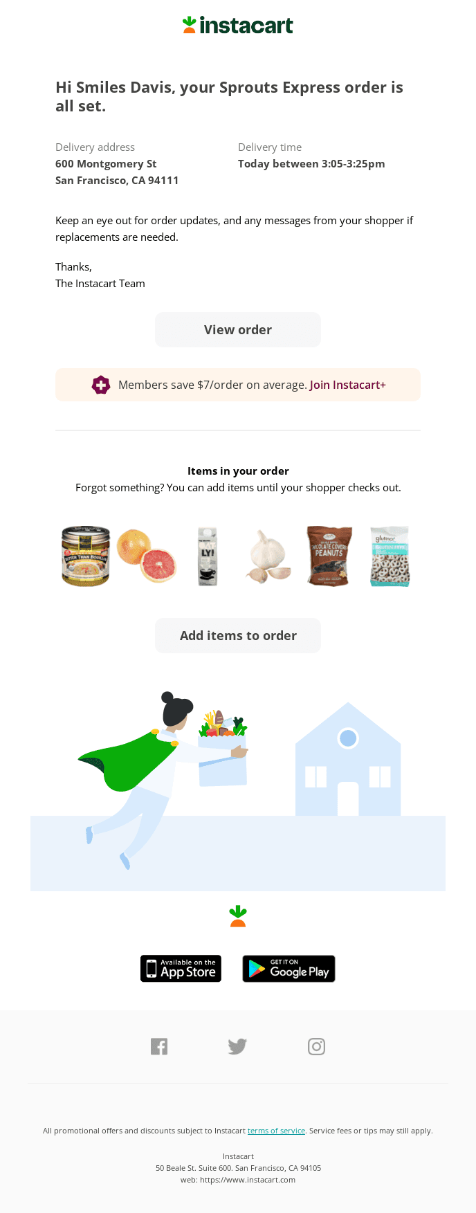 Your Sprouts Express order is confirmed for September 20