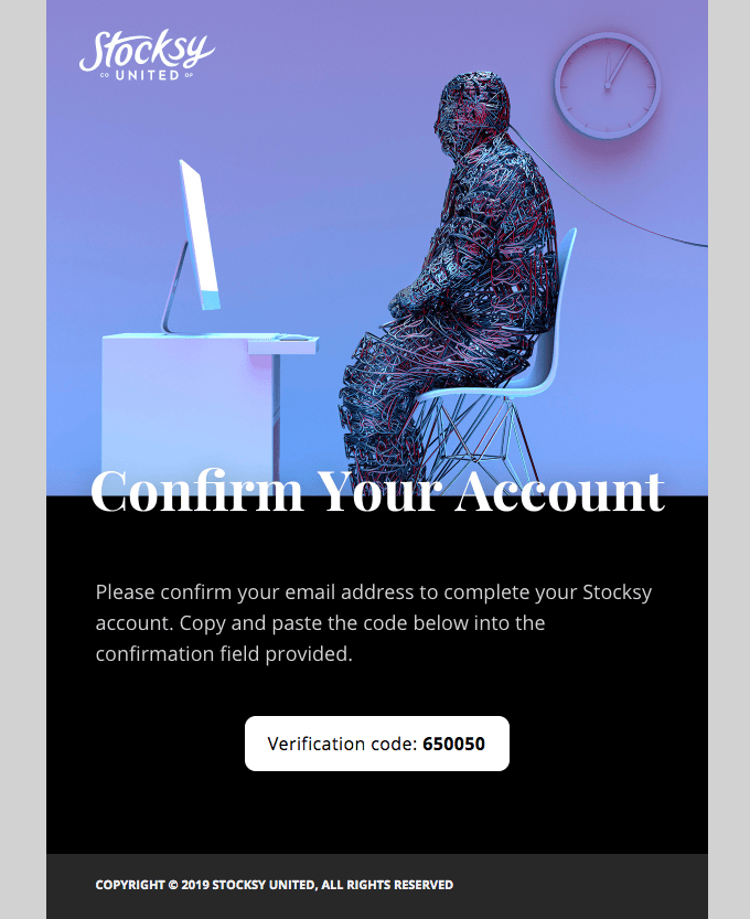 Your Stocksy United verification code.