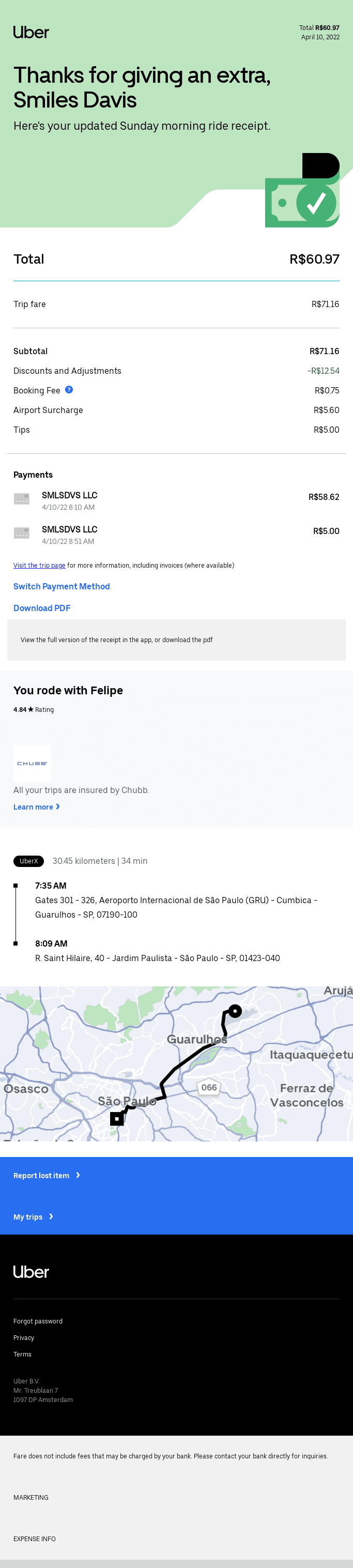 Your Sunday morning trip with Uber