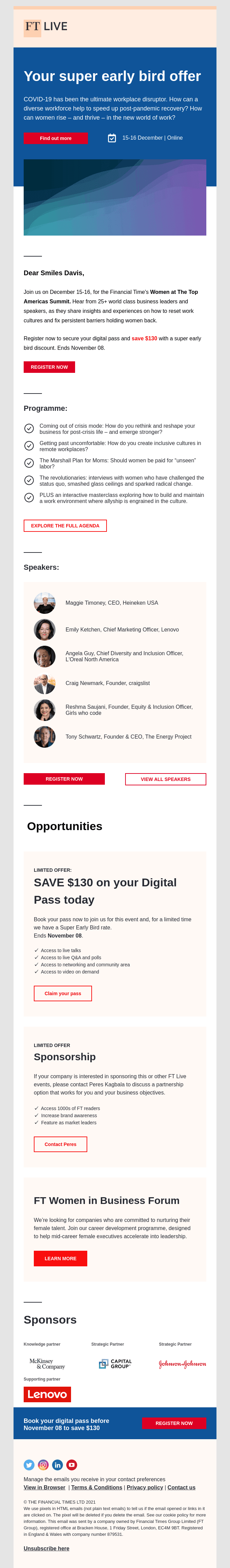 Your super early bird offer for the Women At The Top Americas Summit
