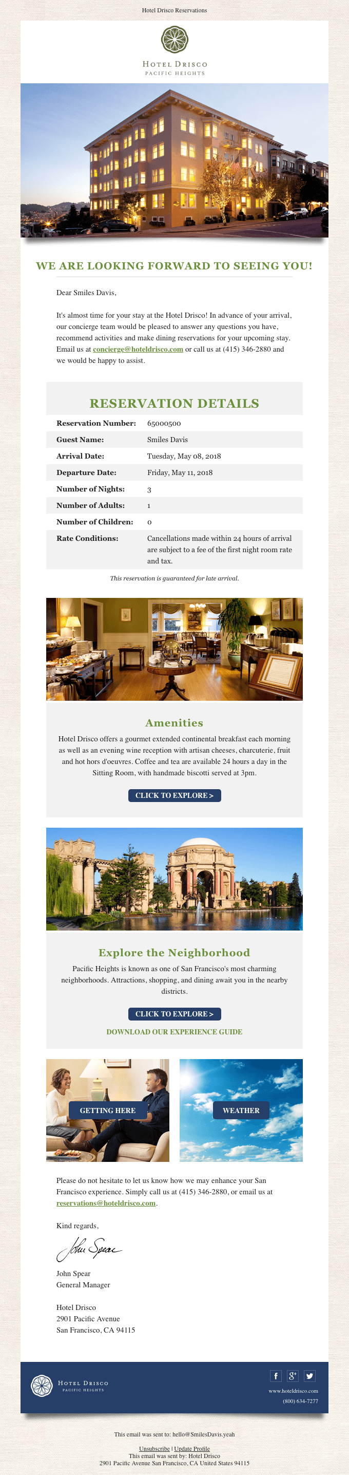 Your Upcoming Visit to Hotel Drisco