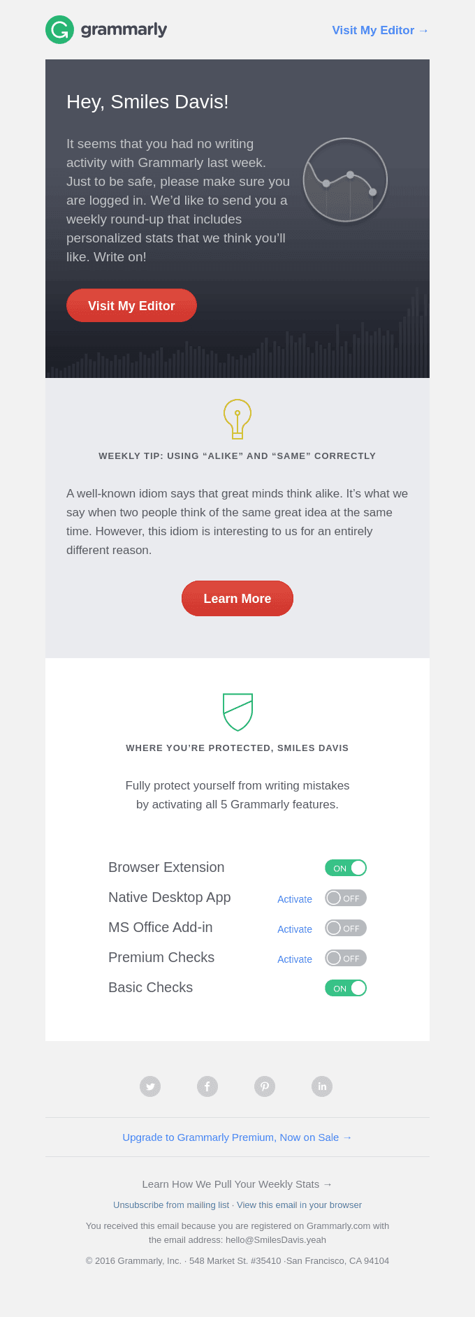 Your Weekly Progress Report & Tips