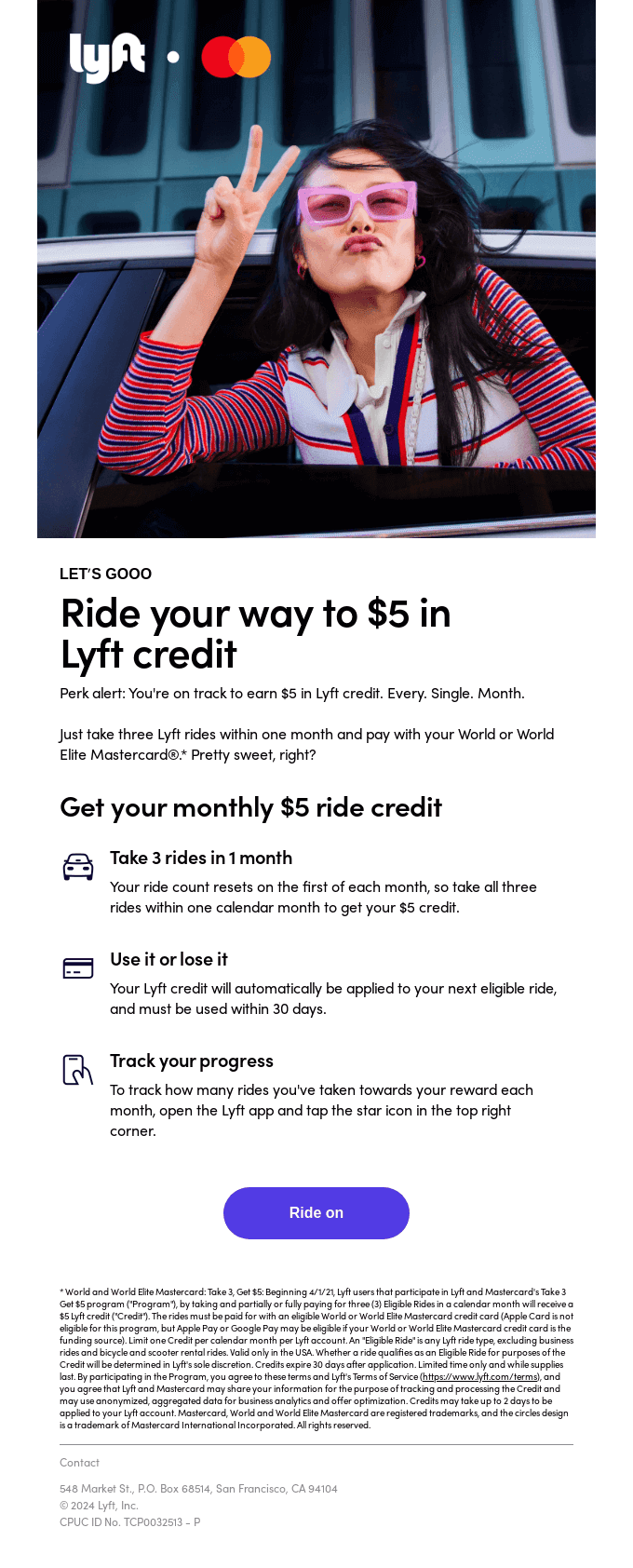 You're in: Earn a monthly $5 credit