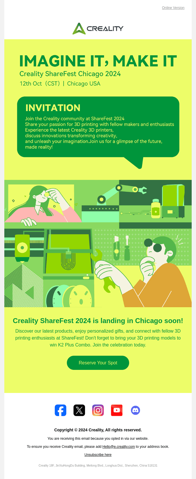 You're Invited to Creality ShareFest Chicago 2024!