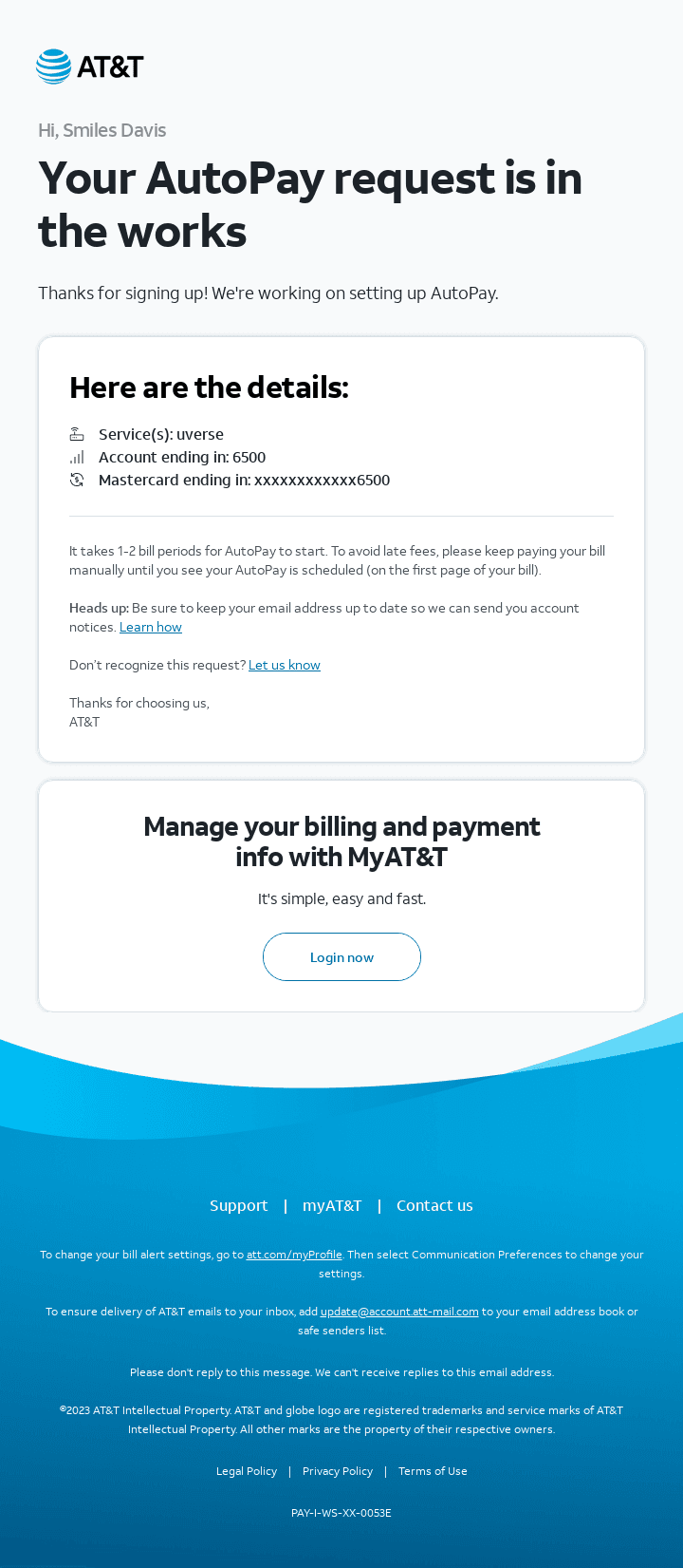 Grafton, a quick update about your AutoPay sign up from AT&T - Desktop ...