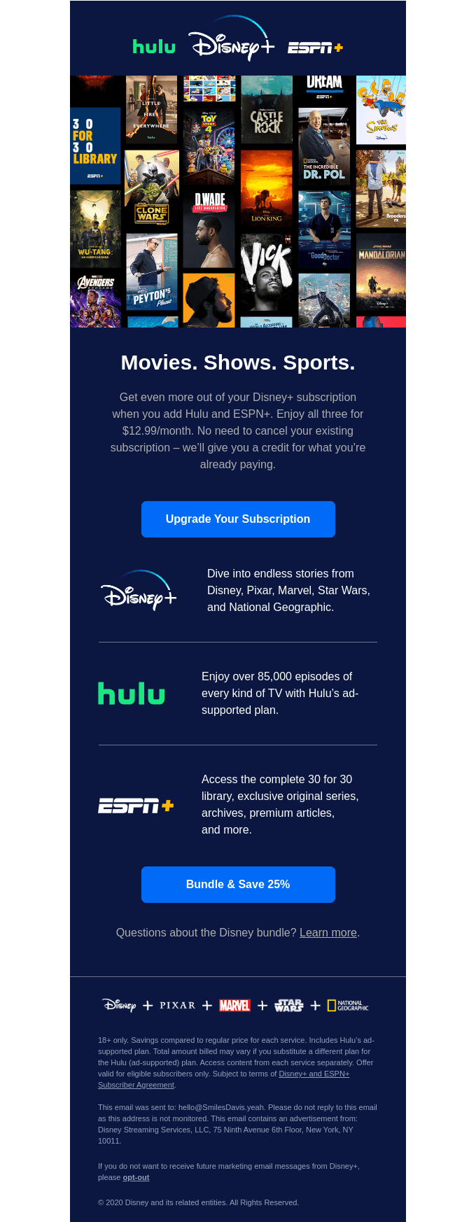Switch to the Disney bundle and save from Disney+ - Desktop Email View ...